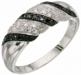 Кольцо с черными и белыми бриллиантами RHIN1784-88YL-W 2007 г инфо 13062o.
